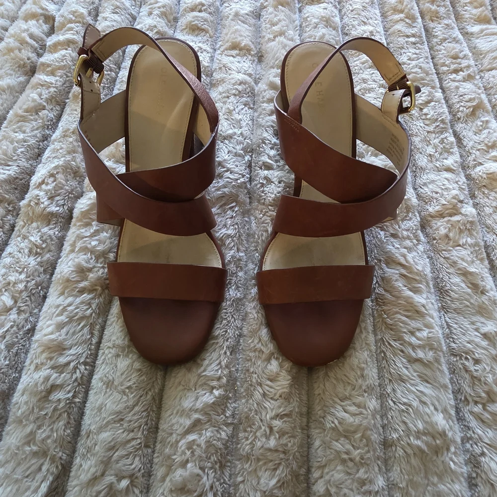 Cole Haan Women’s Strappy Block Heel Sandals in Cognac Brown - Picture 2 of 9